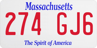 MA license plate 274GJ6
