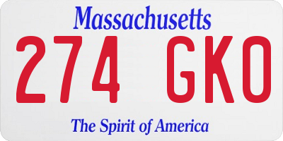 MA license plate 274GK0
