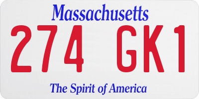 MA license plate 274GK1