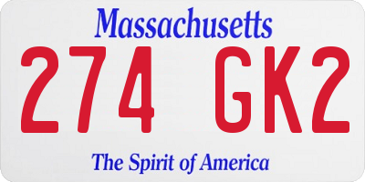 MA license plate 274GK2