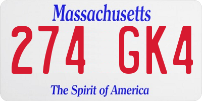 MA license plate 274GK4