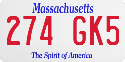 MA license plate 274GK5