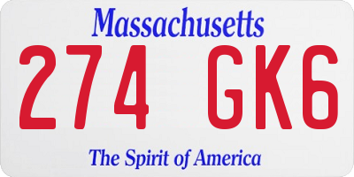 MA license plate 274GK6