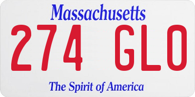 MA license plate 274GL0