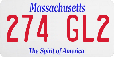 MA license plate 274GL2