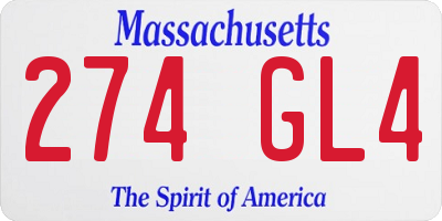 MA license plate 274GL4