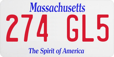MA license plate 274GL5