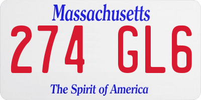 MA license plate 274GL6