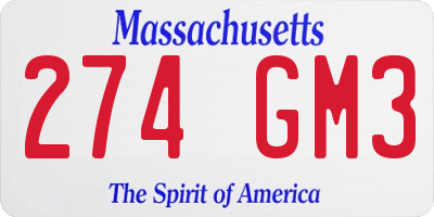 MA license plate 274GM3