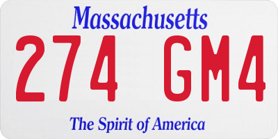 MA license plate 274GM4