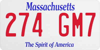 MA license plate 274GM7