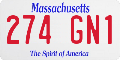 MA license plate 274GN1