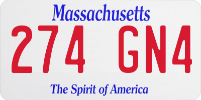 MA license plate 274GN4
