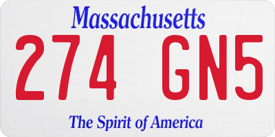 MA license plate 274GN5