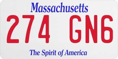 MA license plate 274GN6