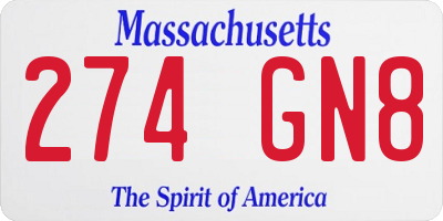 MA license plate 274GN8