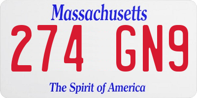 MA license plate 274GN9