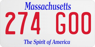 MA license plate 274GO0