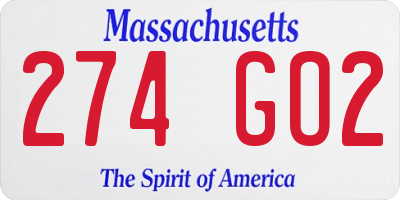 MA license plate 274GO2