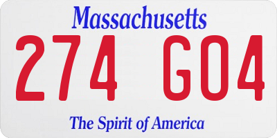 MA license plate 274GO4