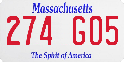 MA license plate 274GO5
