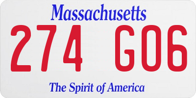 MA license plate 274GO6