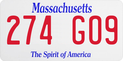 MA license plate 274GO9