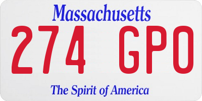 MA license plate 274GP0