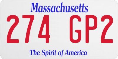 MA license plate 274GP2
