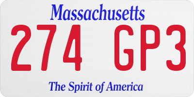 MA license plate 274GP3