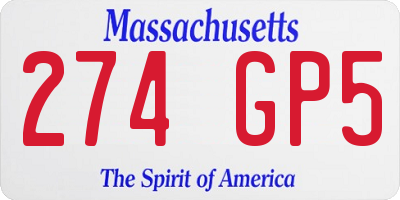 MA license plate 274GP5