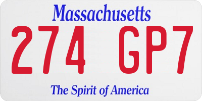 MA license plate 274GP7