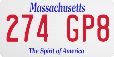MA license plate 274GP8