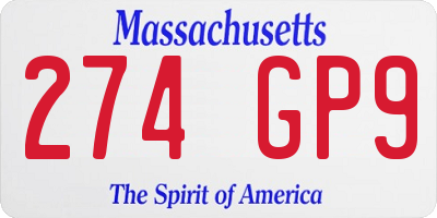 MA license plate 274GP9