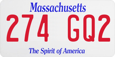 MA license plate 274GQ2
