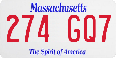 MA license plate 274GQ7