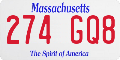 MA license plate 274GQ8