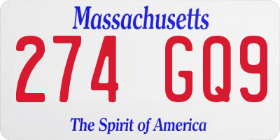 MA license plate 274GQ9