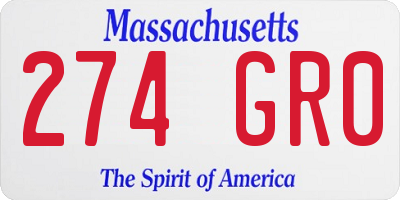 MA license plate 274GR0