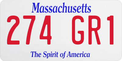 MA license plate 274GR1