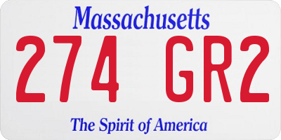 MA license plate 274GR2
