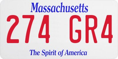 MA license plate 274GR4