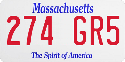 MA license plate 274GR5