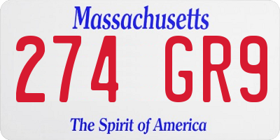MA license plate 274GR9