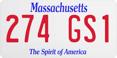 MA license plate 274GS1