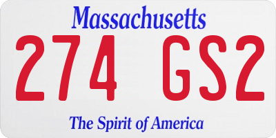 MA license plate 274GS2