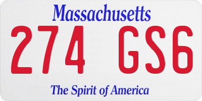 MA license plate 274GS6