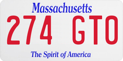 MA license plate 274GT0