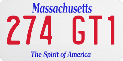 MA license plate 274GT1