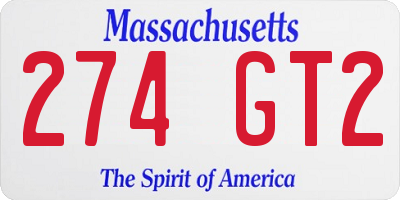 MA license plate 274GT2
